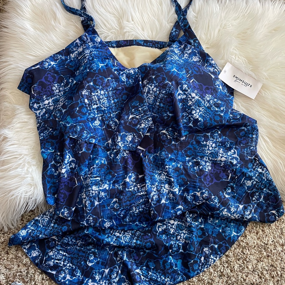 Swimsuits For All Ruffled Tankini, Plus Size 24, NWT